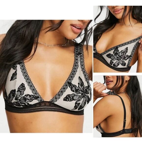 Free People Intimately Alia Black Lace Bralette Sz S NWT - Picture 2 of 15
